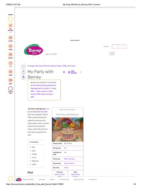 My Party With Barney - Barney Wiki - Fandom | PDF | Fandom