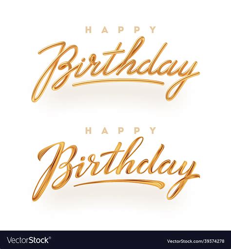 Happy Birthday Gold Calligraphy