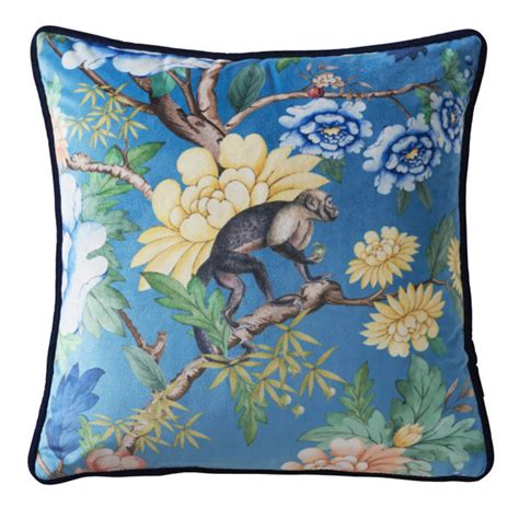 Wedgwood Sapphire Garden Feathers Floral Square Scatter Cushion Cushion