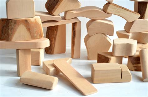 Big Size Wooden Blocks Natural Wood Different Shaped Waldorf Etsy