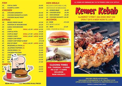 Menu At Kemer Kebab Hailsham Restaurant Hailsham