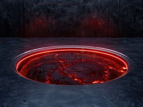 Glowing Molten Lava In A Dark Environment Stock Illustration