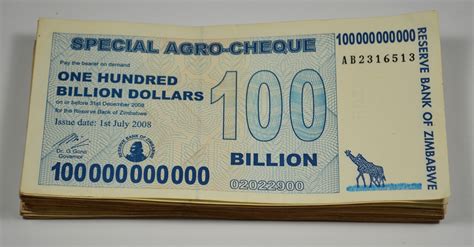 Zimbabwe Billion Special Agro Cheque P Au X Pcs With