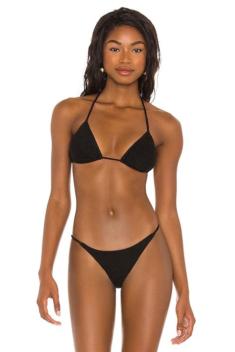 Nookie X Revolve Slide Triangle Bikini Top In Black Lurex Revolve