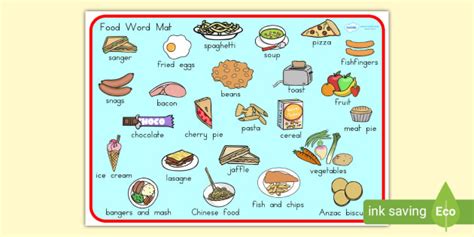 Free Food Word Mat Teacher Made