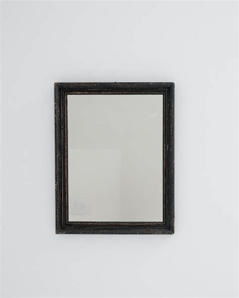 Wood Black Patinated Mirror Schwung