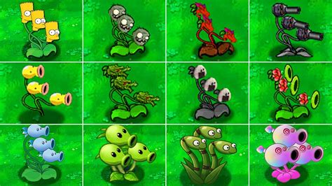 All Threepeater Plants Vs All Zombotany Plants Vs Zombies Mod Youtube