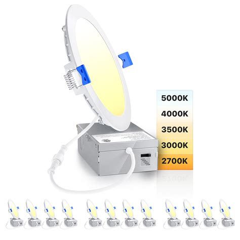 Ensenior 12 Pack 6 Inch Ultra Thin LED Recessed Light With Junction Box