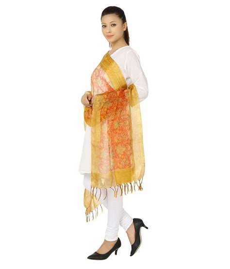 Narangi Orange Cotton Silk Dupattas Price In India Buy Narangi Orange