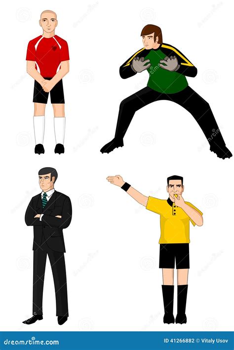 Collection Of Main Football Characters Stock Vector Illustration Of