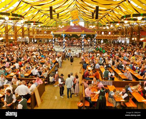 Germany Bavaria Munich Oktoberfest Paulaner Marquee Interior View