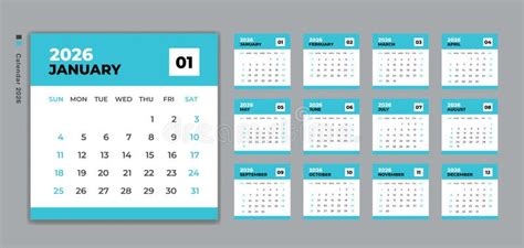 Calendar Template Vector Desk Calendar Design Wall Calendar