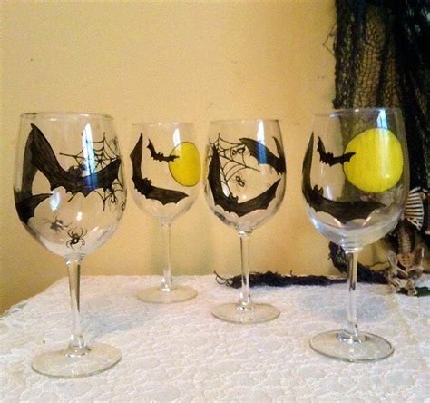 Halloween Wine Glasses | Set of Two | Hand Painted Personalized Gifts