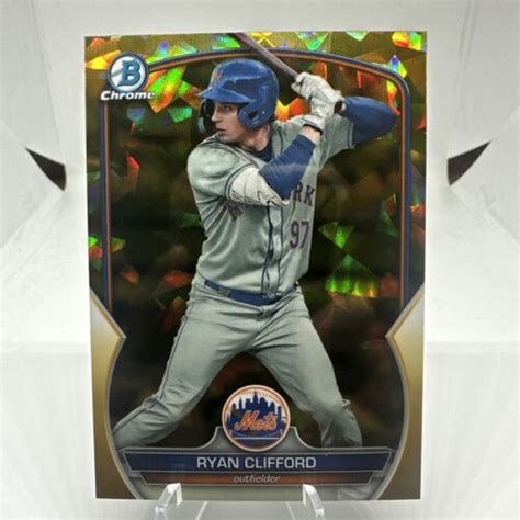 RYAN CLIFFORD 2023 BOWMAN CHROME DRAFT SAPPHIRE GOLD 50 NEW YORK METS