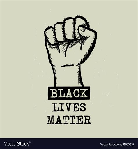 Black lives matter design with fist and type Vector Image