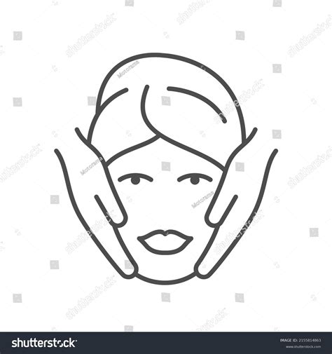 Face Massage Line Outline Icon Stock Vector Royalty Free 2155814863