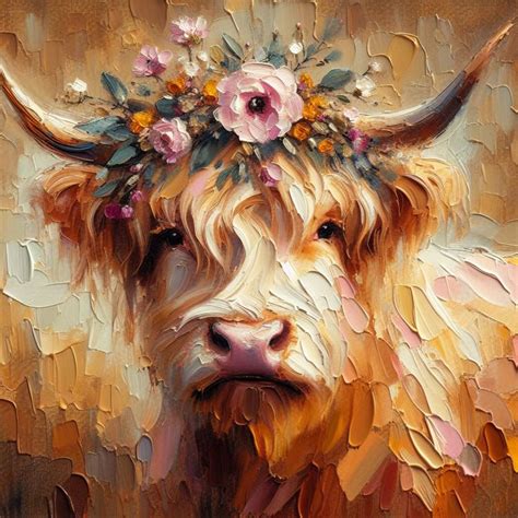 16x16 Highland Cow Long Haired Cow County Cow Cattle Ranching