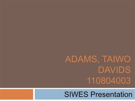 Sample of SIWES REPORT | PDF