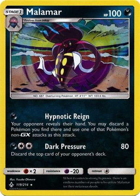 Pokemon Sun Moon Unbroken Bonds Single Card Rare Holo Malamar 119 Toywiz