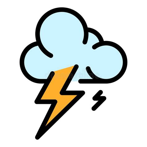 Thunderbolt Storm Cloud Icon Color Outline Vector Stock Vector