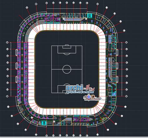 Football Stadium In Autocad Archi New Free Dwg File Blocks Cad