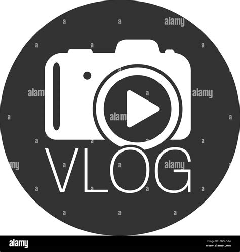 Round Flat Vlog Icon Or Symbol With Play Button Vector Illustration