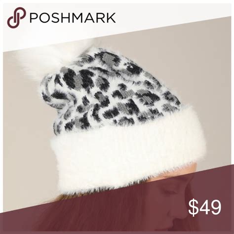 ☃️ivory Leopard Faux Fur Pom Beanies Pom Beanie Fur Pom Pom Fashion