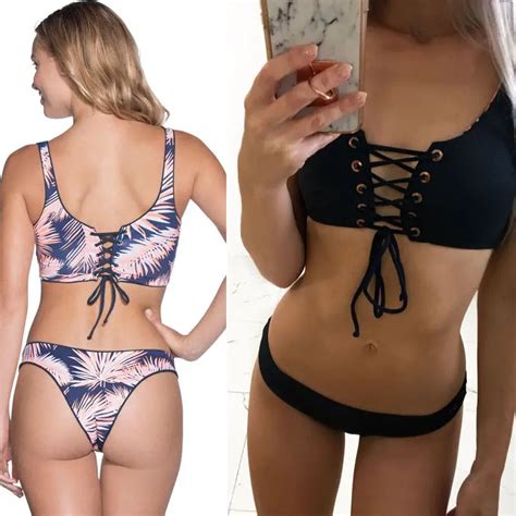 2018 Verano Mujeres Nuevo Doble Lado Conjuntos De Bikinis Push Up Vendaje Bikini Bañadores