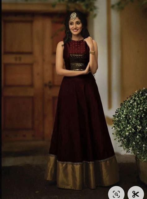 Pin By Indu Shalini On Pattupavada Long Gown Design Simple Gowns