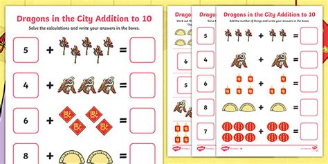 Chinese New Year Addition To 10 Worksheet