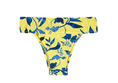 Feste Bikinihose Mit Breiten Bund Gelb Bottom Lemon Flower Tri Cos Bikini BRASIL Shop
