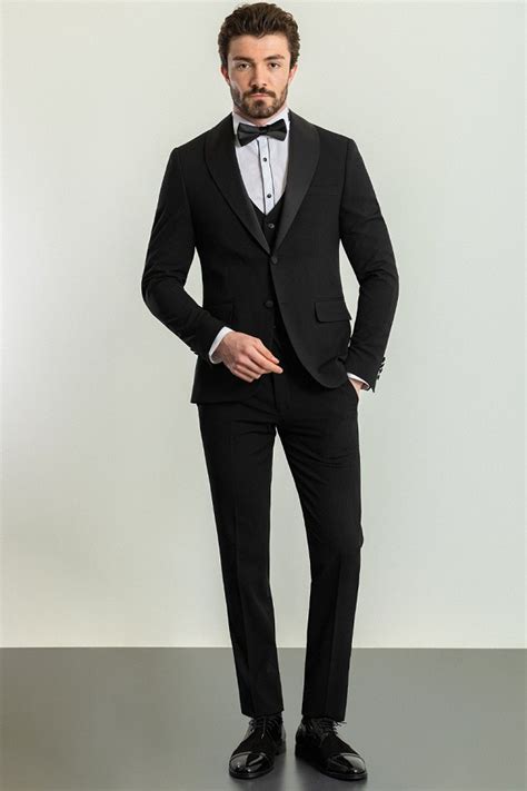 Black Slim Fit Shawl Lapel Tuxedo For Men Gentwith