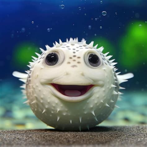 Premium AI Image | A white puffer fish with a smiling face