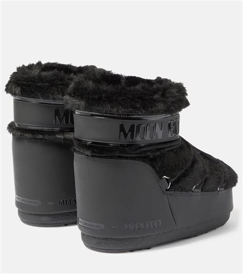 Icon Low Faux Fur Trimmed Snow Boots In Black Moon Boot Mytheresa