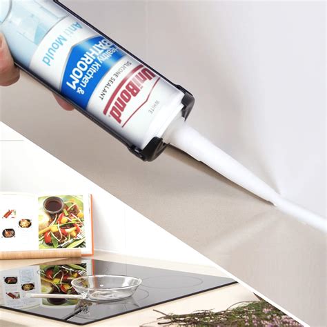 UniBond Anti-Mould White, Waterproof Mould Protection Kitchen & Bathroom Sealant, Long-lasting ...