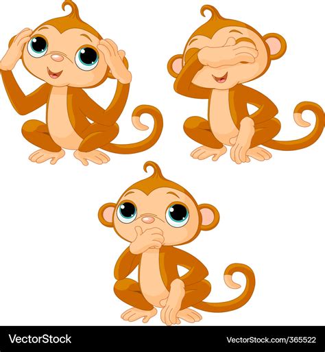 Three little monkeys Royalty Free Vector Image