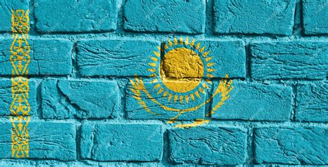 Premium Photo | Flag of kazakhstan on the wall