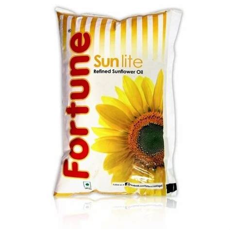 Fortune Sunlite Refined Sunflower Oil Packaging Type Pouched