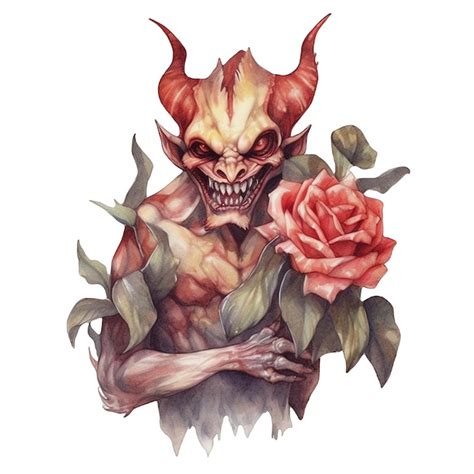 Premium AI Image | Gothic demon watercolor illustration