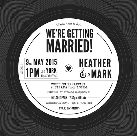 Vinyl Record Wedding Invitation Charm Tree Music Themed Wedding Vintage Wedding Invitations