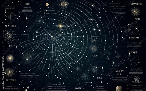 Celestial Dance of Star Constellations in the Night Sky Stock Illustration | Adobe Stock