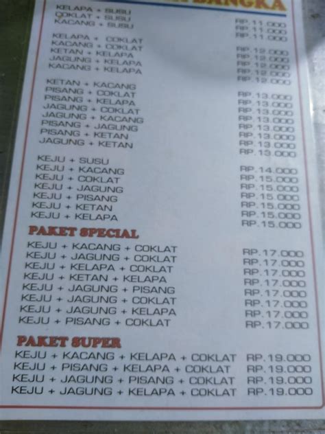 Menu At Martabak Bangka Restaurant Batam Jl Raja Alikelana