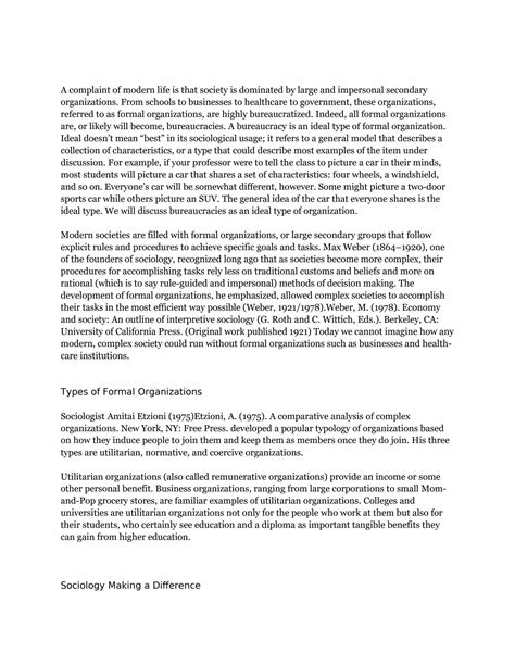 SOLUTION: The structure of formal organizations - Studypool