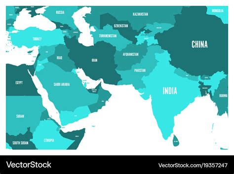 Political map south asia and middle east Vector Image