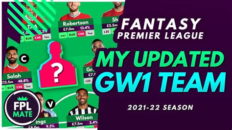 Fpl My Updated Gameweek Draft My Gw Squad Selection For