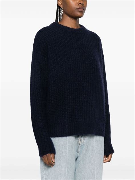 Gucci Logo Embroidered Knitted Cashmere Jumper Blue Farfetch