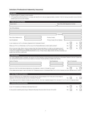 Fillable Online Solicitors Professional Indemnity Insurance Proposal