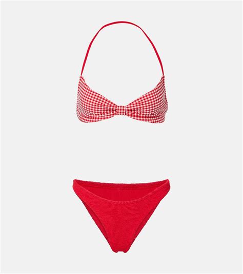 Kacey Checked Bikini In Red Hunza G Mytheresa