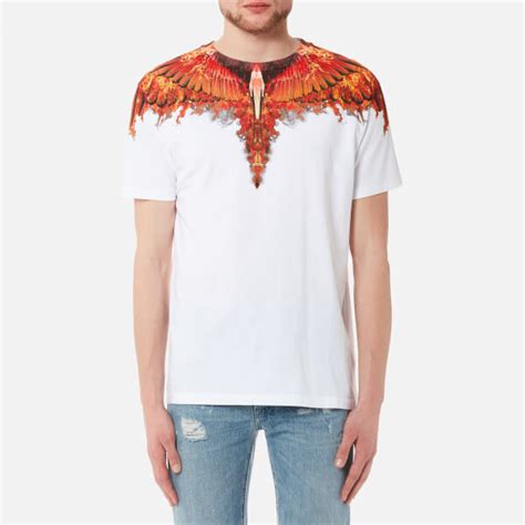 Marcelo Burlon Mens Flame Wing T Shirt White Multicolor Free Uk