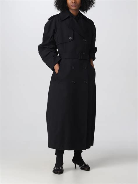 Balenciaga Trench Coat In Wool Blend Black Balenciaga Trench Coat 725342tnp09 Online At